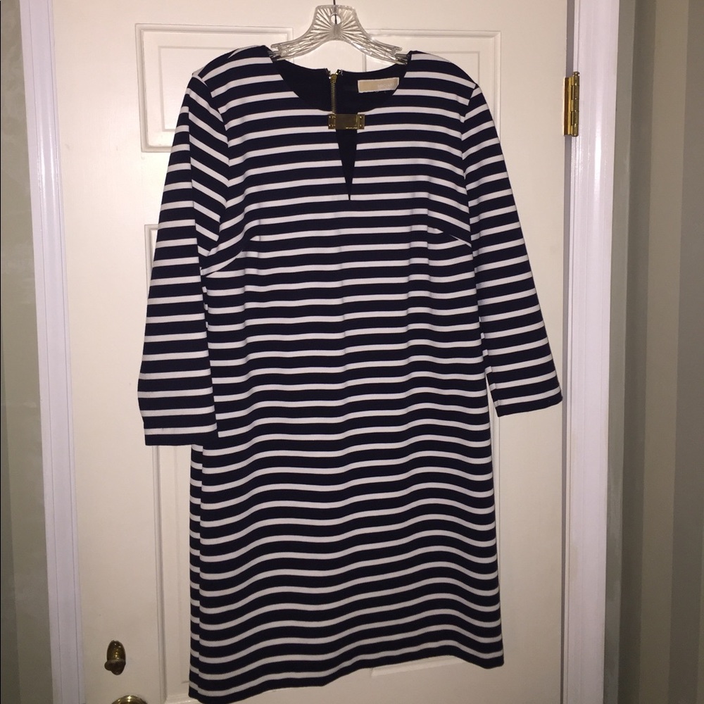 Michael Kors Navy/White Ponte Dress